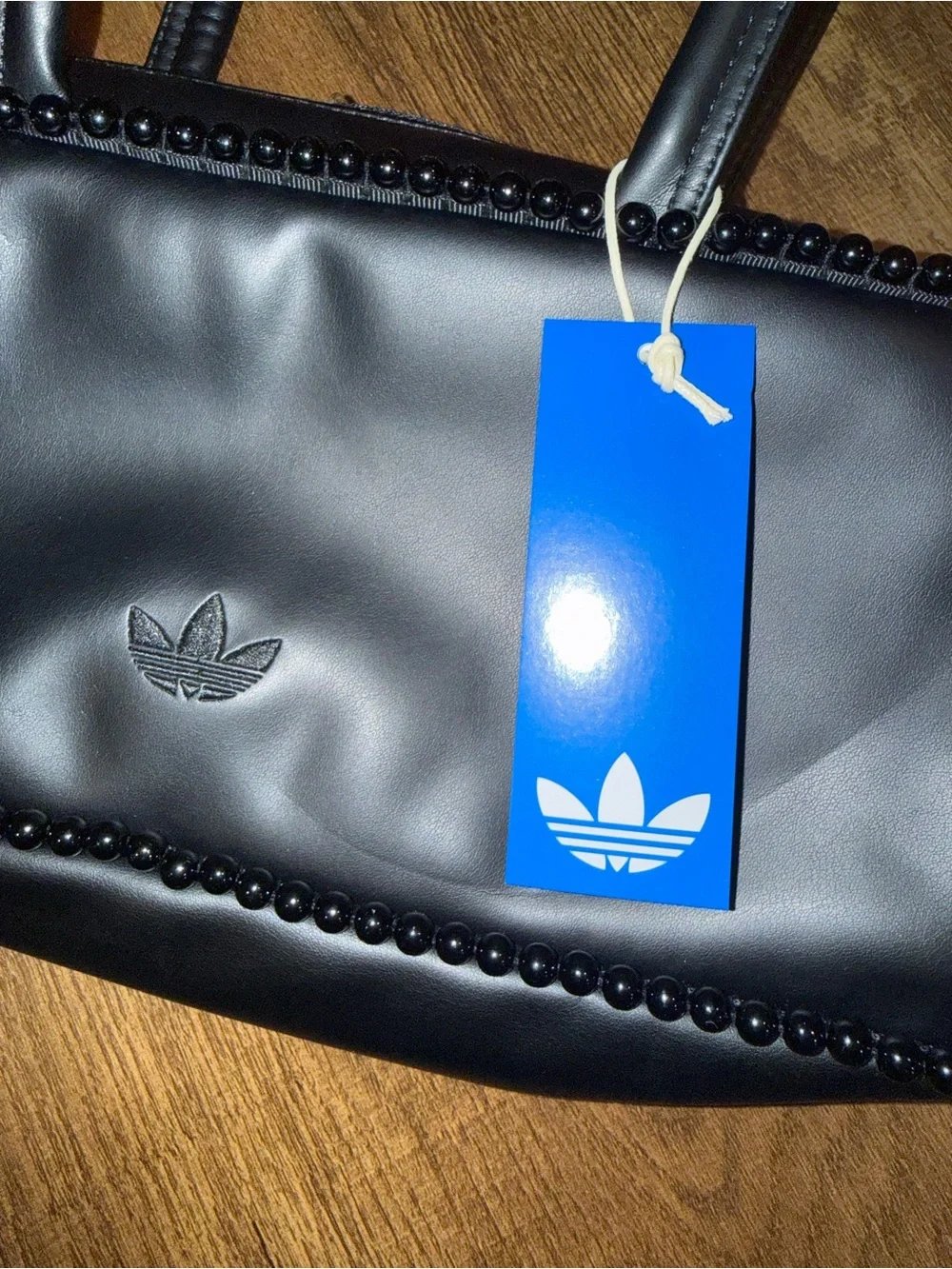 Adidas Black Beaded-Trim Shoulder Bag AIRLINER ELONGATED BAG WITH BEADS NWT - Picture 8 of 9